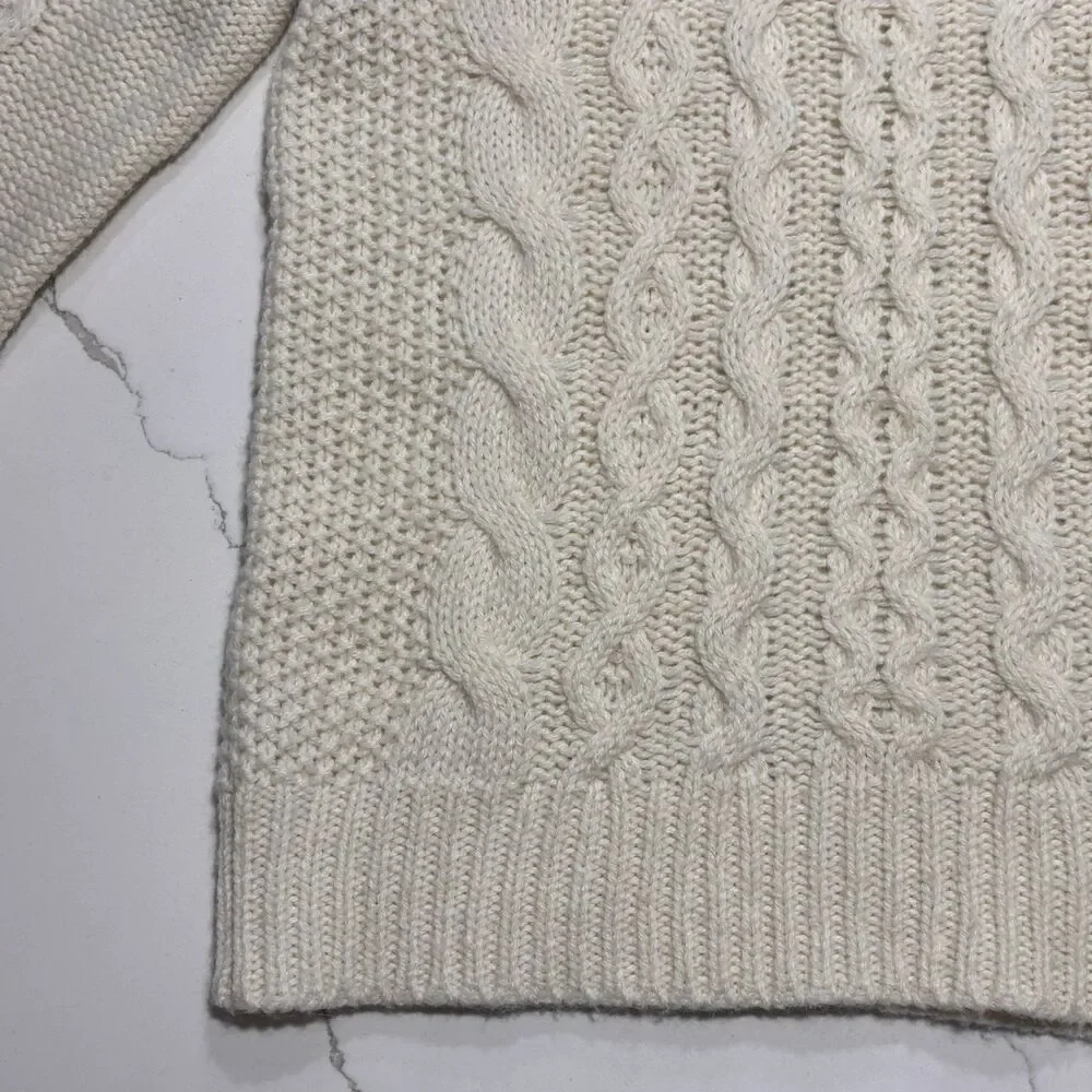 J. Crew Women's Ivory Cream Alpaca Merino Wool Blend Sweater XS Classic Knitted